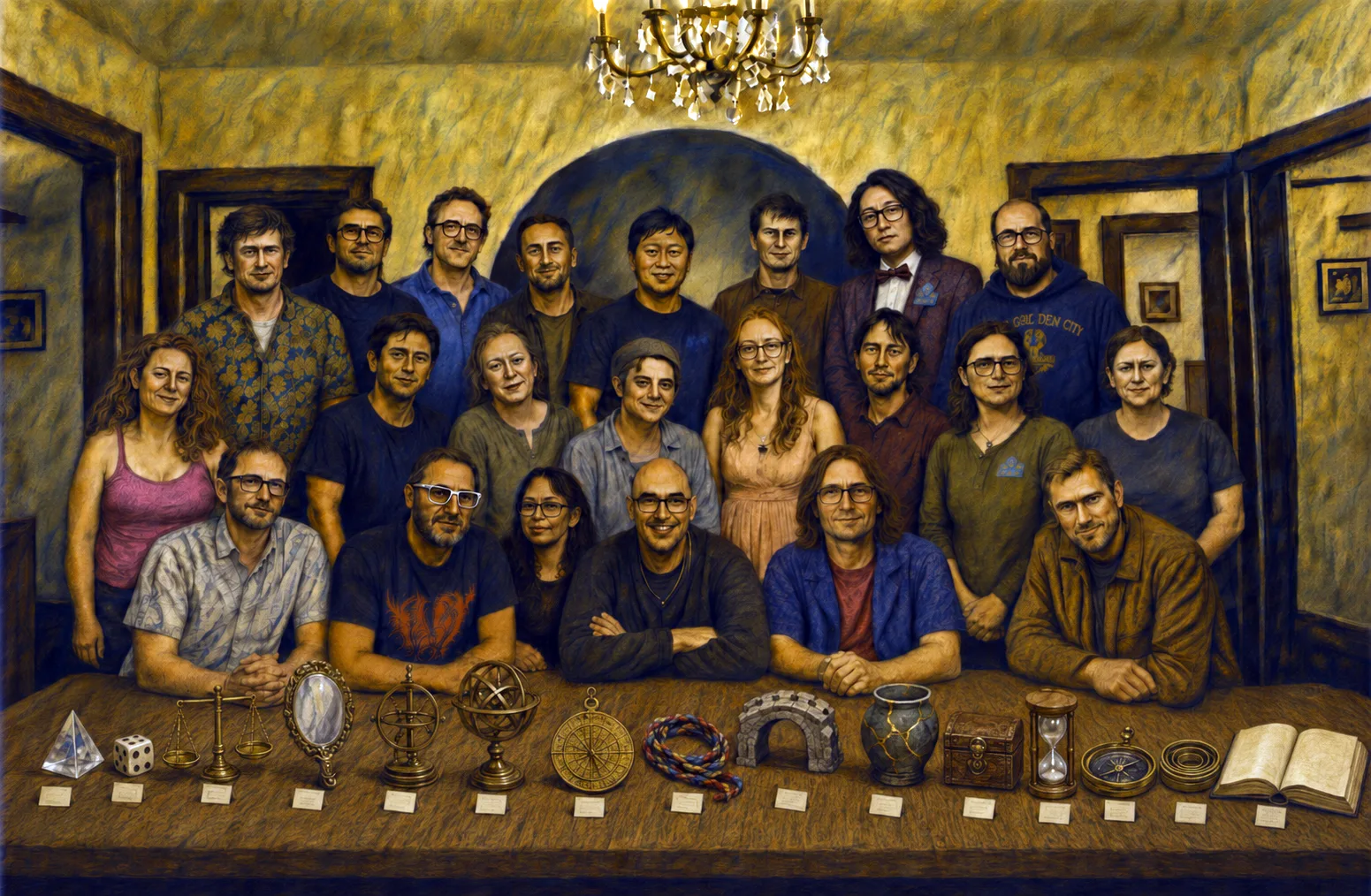 Fluidity Forum attendees gathered for a group portrait in a residential common room.