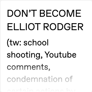 Image for DON'T BECOME ELLIOTT RODGER